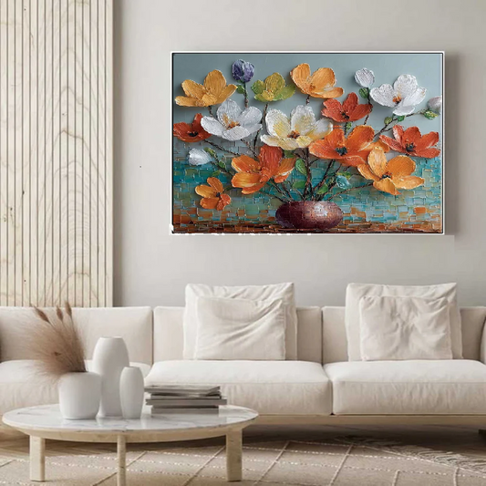 Handcrafted Modern Flower Painting Fine Wall Art For Homedecor MDF1005