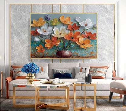 Handcrafted Modern Flower Painting Fine Wall Art For Homedecor MDF1005
