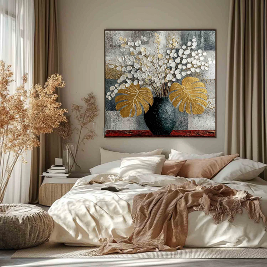 Handcrafted Modern Flower Painting Fine Wall Art For Homedecor MDF1007