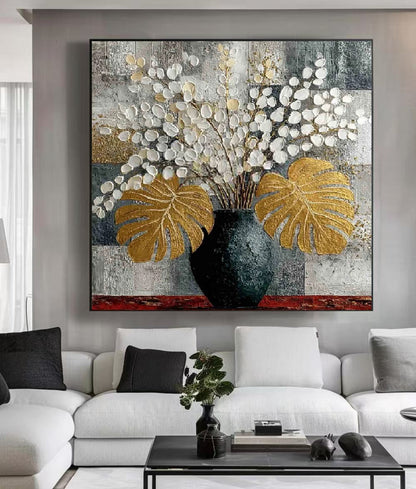 Handcrafted Modern Flower Painting Fine Wall Art For Homedecor MDF1007