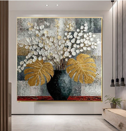 Handcrafted Modern Flower Painting Fine Wall Art For Homedecor MDF1007