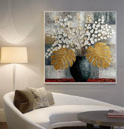 Handcrafted Modern Flower Painting Fine Wall Art For Homedecor MDF1007