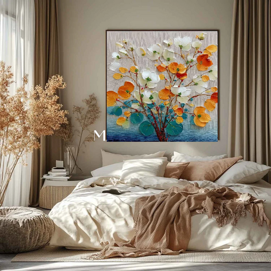 Handcrafted Modern Flower Painting Fine Wall Art For Homedecor MDF1008