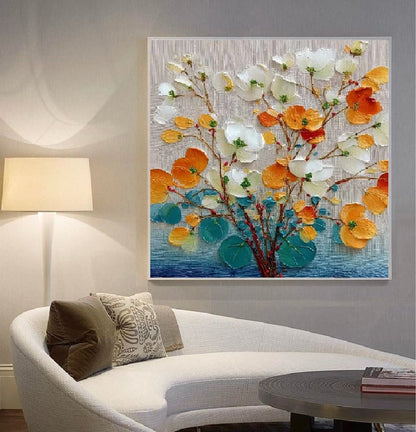 Handcrafted Modern Flower Painting Fine Wall Art For Homedecor MDF1008