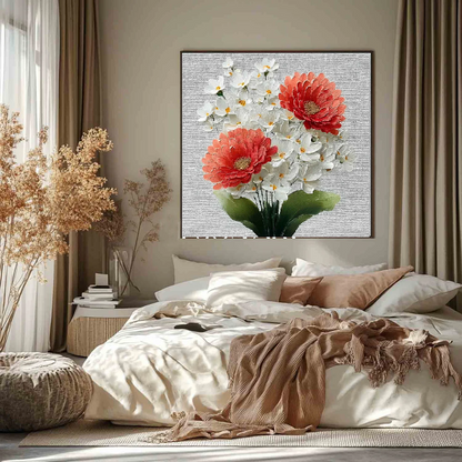 Handcrafted Modern Flower Painting Fine Wall Art For Homedecor MDF1009