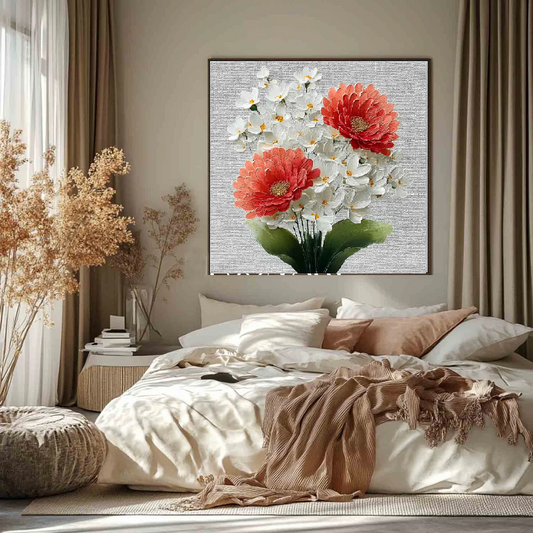 Handcrafted Modern Flower Painting Fine Wall Art For Homedecor MDF1009
