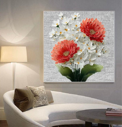 Handcrafted Modern Flower Painting Fine Wall Art For Homedecor MDF1009