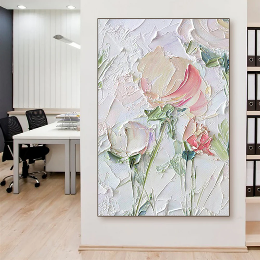 Handcrafted Modern Flower Painting Fine Wall Art For Homedecor MDF1010A