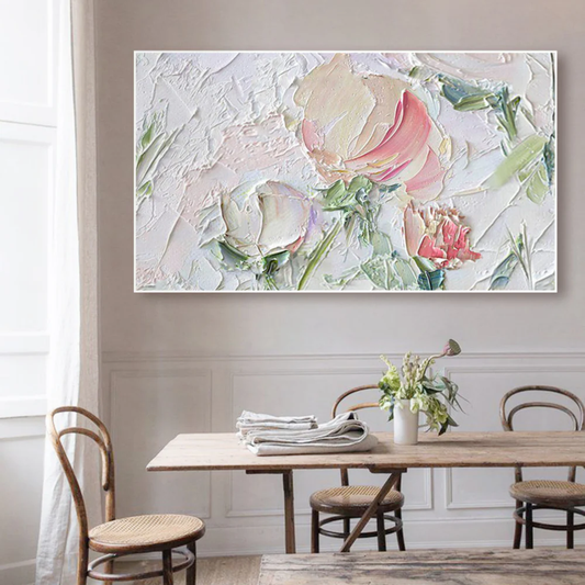 Handcrafted Modern Flower Painting Fine Wall Art For Homedecor MDF1010B