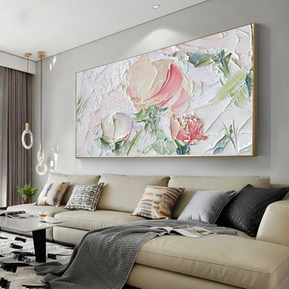 Handcrafted Modern Flower Painting Fine Wall Art For Homedecor MDF1010B