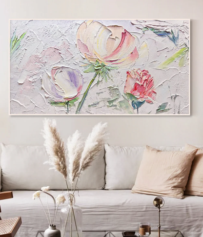 Handcrafted Modern Flower Painting Fine Wall Art For Homedecor MDF1010B