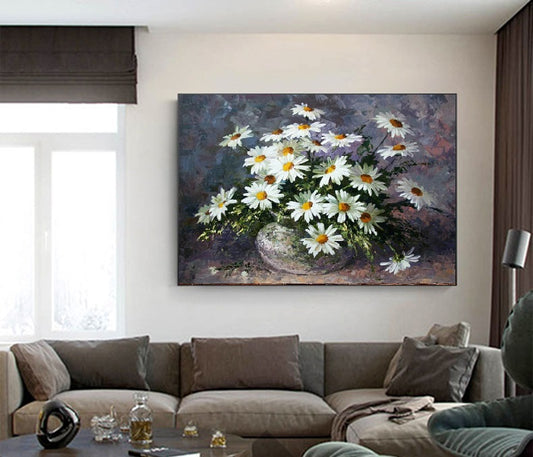 Handcrafted Modern Flower Painting Fine Wall Art For Homedecor MDF1011A
