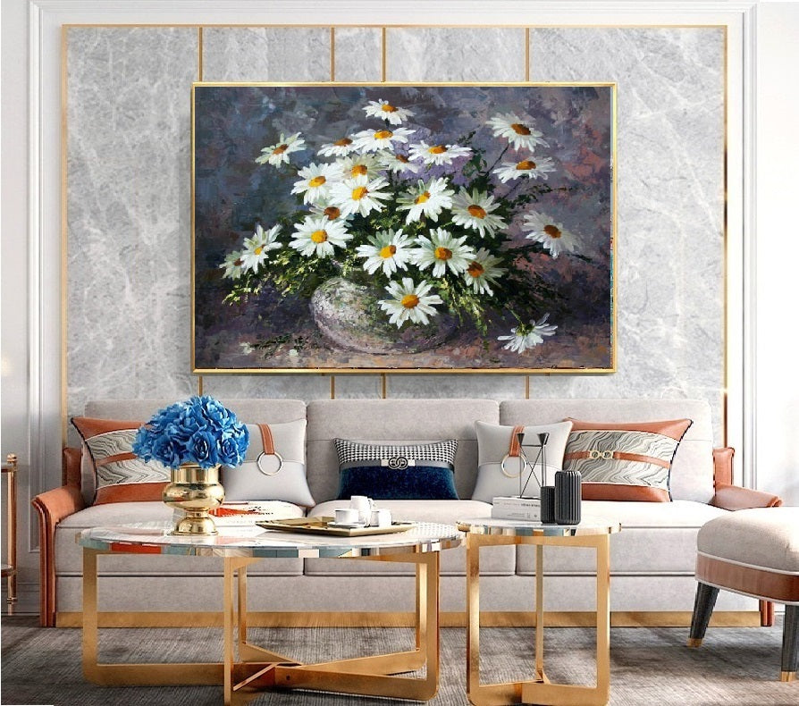 Handcrafted Modern Flower Painting Fine Wall Art For Homedecor MDF1011A