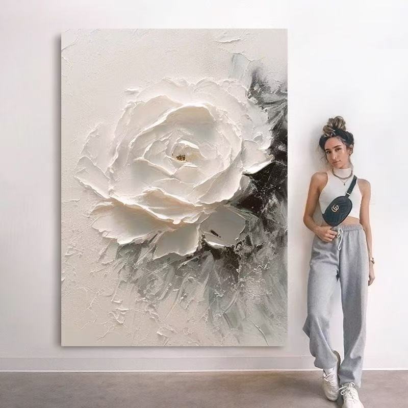 Modern Handcrafted Flower Painting Fine Wall Art For Home Decor MDF10120