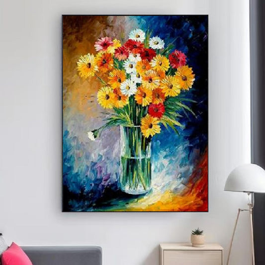 Handcrafted Modern Flower Painting Fine Wall Art For Homedecor MDF1013