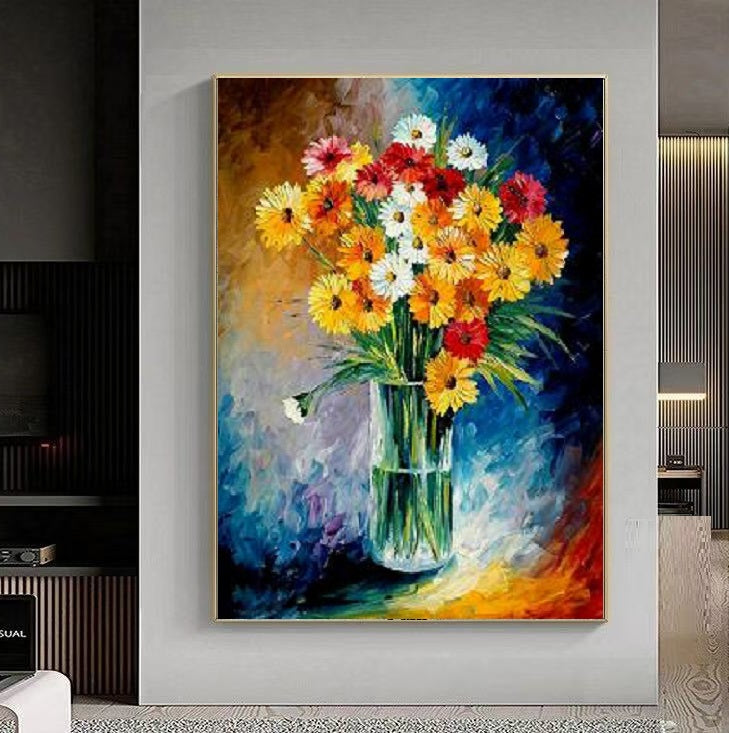 Handcrafted Modern Flower Painting Fine Wall Art For Homedecor MDF1013