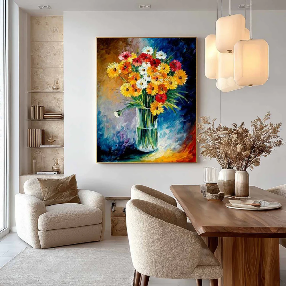 Handcrafted Modern Flower Painting Fine Wall Art For Homedecor MDF1013