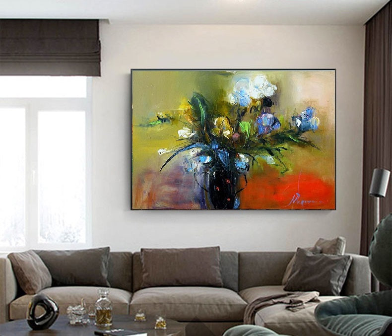 Handcrafted Modern Flower Painting Fine Wall Art For Homedecor MDF1014