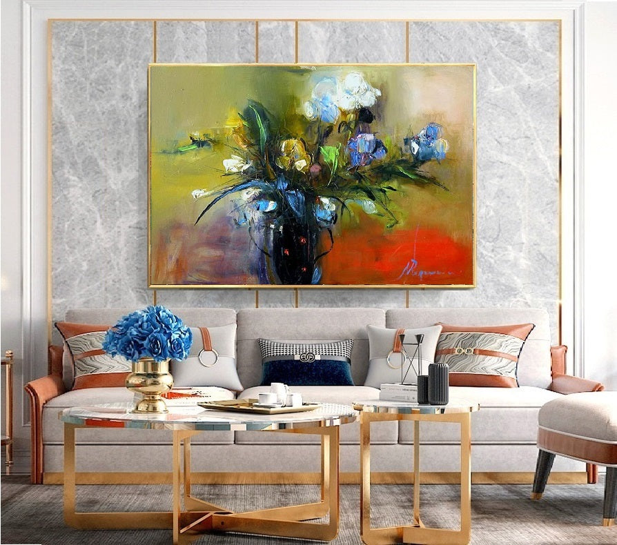 Handcrafted Modern Flower Painting Fine Wall Art For Homedecor MDF1014