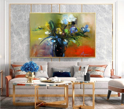 Handcrafted Modern Flower Painting Fine Wall Art For Homedecor MDF1014