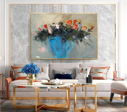 Handcrafted Modern Flower Painting Fine Wall Art For Homedecor MDF1015
