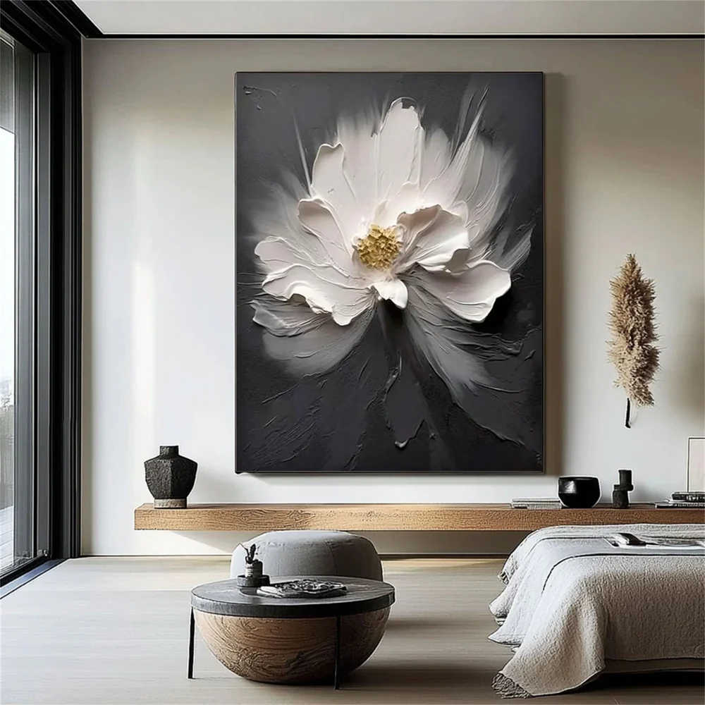 Modern Handcrafted Flower Painting Fine Wall Art For Home Decor MDF1016