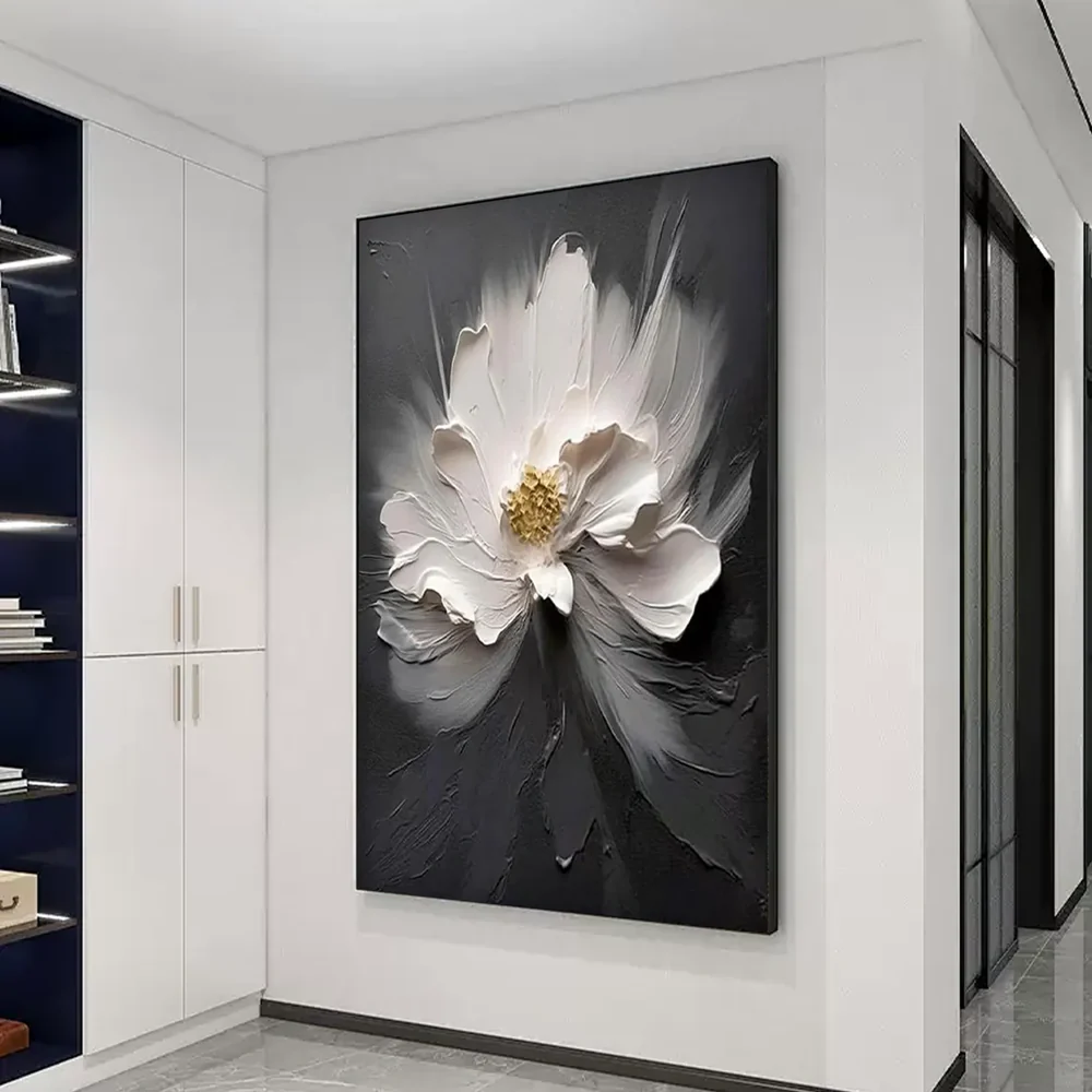 Modern Handcrafted Flower Painting Fine Wall Art For Home Decor MDF1016