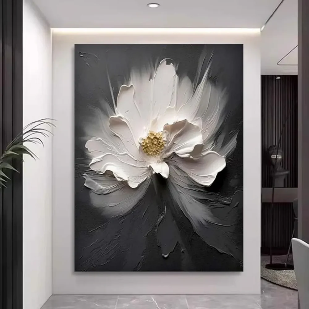 Modern Handcrafted Flower Painting Fine Wall Art For Home Decor MDF1016