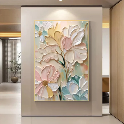 Modern Handcrafted Flower Painting Fine Wall Art For Home Decor MDF1017