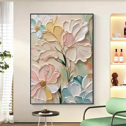Modern Handcrafted Flower Painting Fine Wall Art For Home Decor MDF1017
