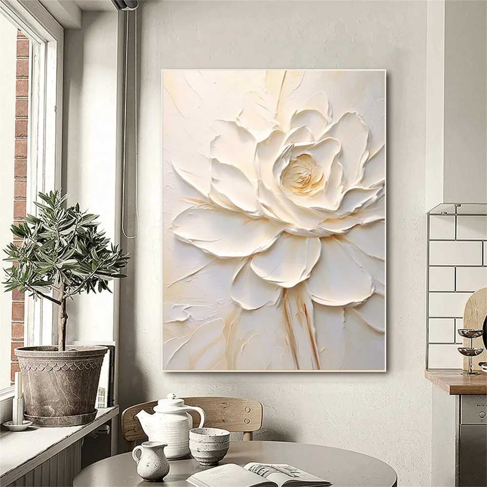 Modern Handcrafted Flower Painting Fine Wall Art For Home Decor MDF1018