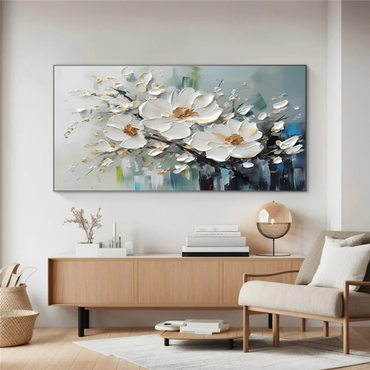 Modern Handcrafted Flower Painting Fine Wall Art For Home Decor MDF1019