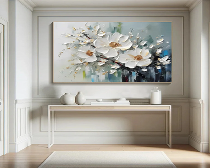 Modern Handcrafted Flower Painting Fine Wall Art For Home Decor MDF1019