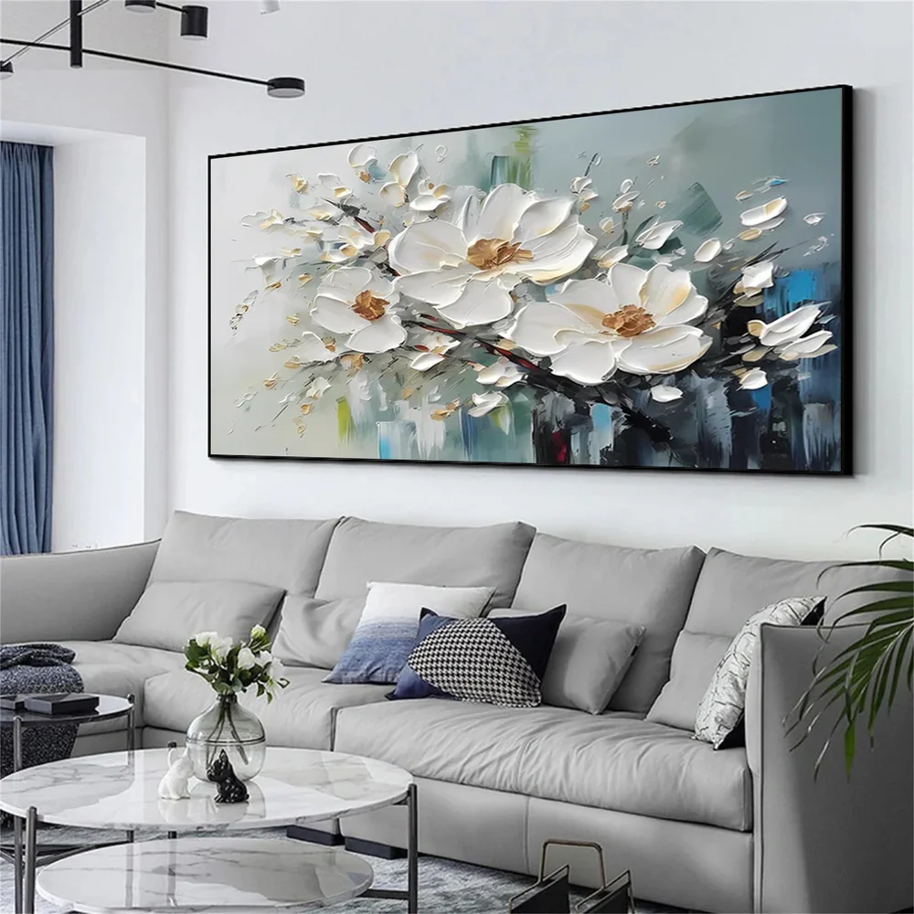Modern Handcrafted Flower Painting Fine Wall Art For Home Decor MDF1019
