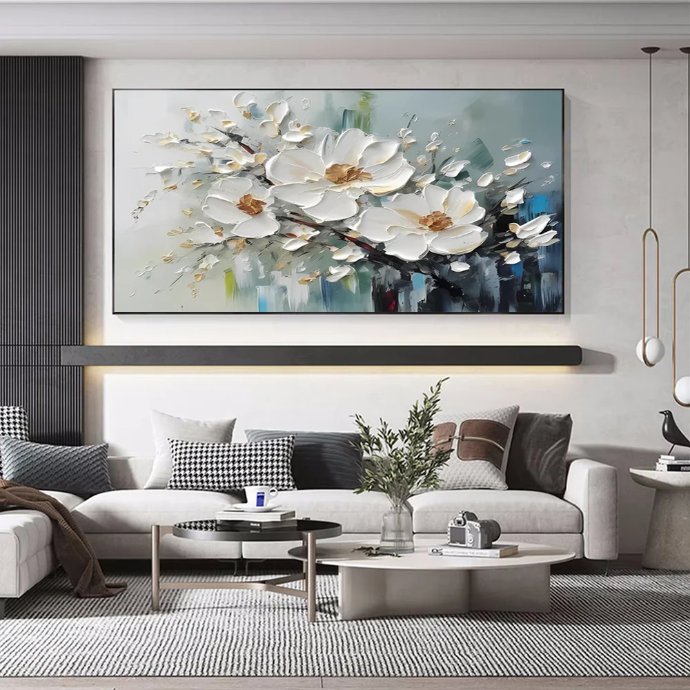 Modern Handcrafted Flower Painting Fine Wall Art For Home Decor MDF1019