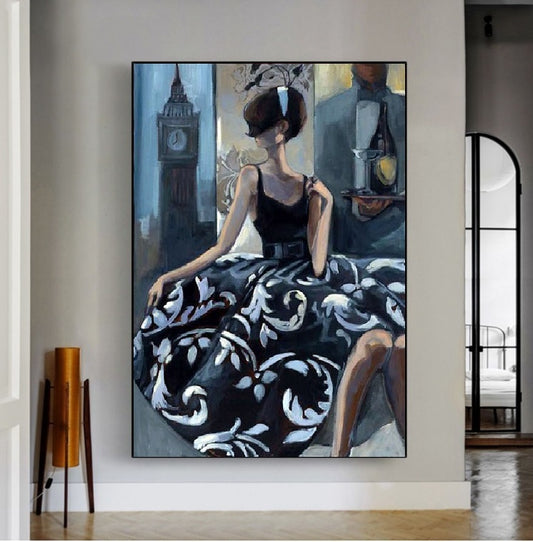 Handcrafted Modern Figure Painting Fine Wall Art For Homedecor MDP1072E