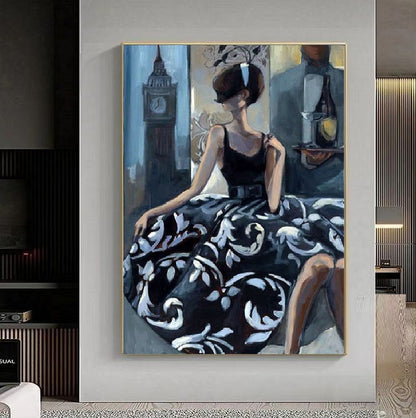 Handcrafted Modern Figure Painting Fine Wall Art For Homedecor MDP1072E