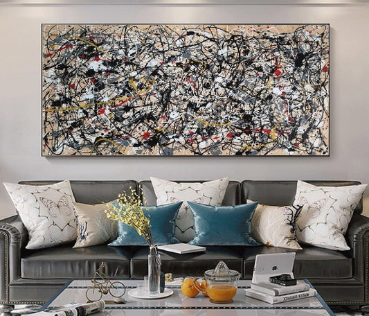 Handcrafted Abstract Painting Pollock Style Wall  Art For Homedecor PLK1001