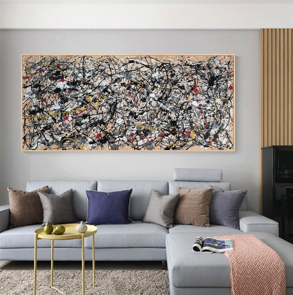 Handcrafted Abstract Painting Pollock Style Wall  Art For Homedecor PLK1001