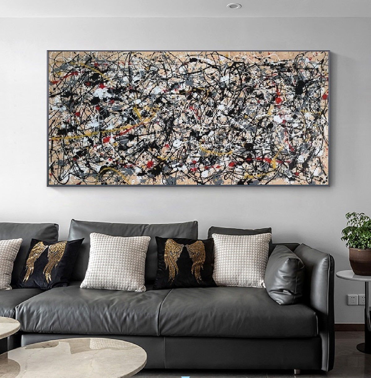 Handcrafted Abstract Painting Pollock Style Wall  Art For Homedecor PLK1001