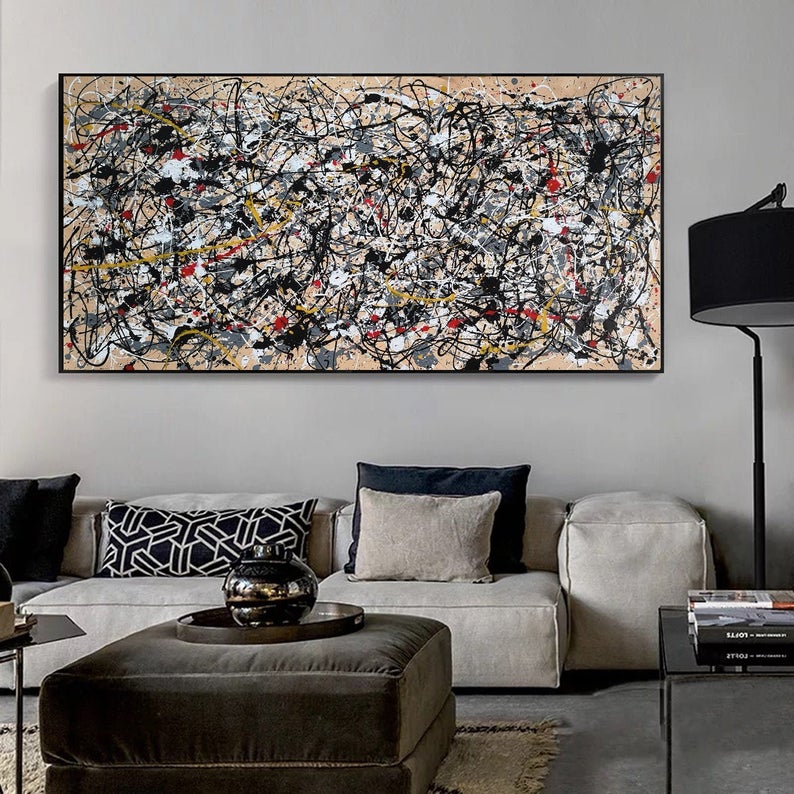 Handcrafted Abstract Painting Pollock Style Wall  Art For Homedecor PLK1001