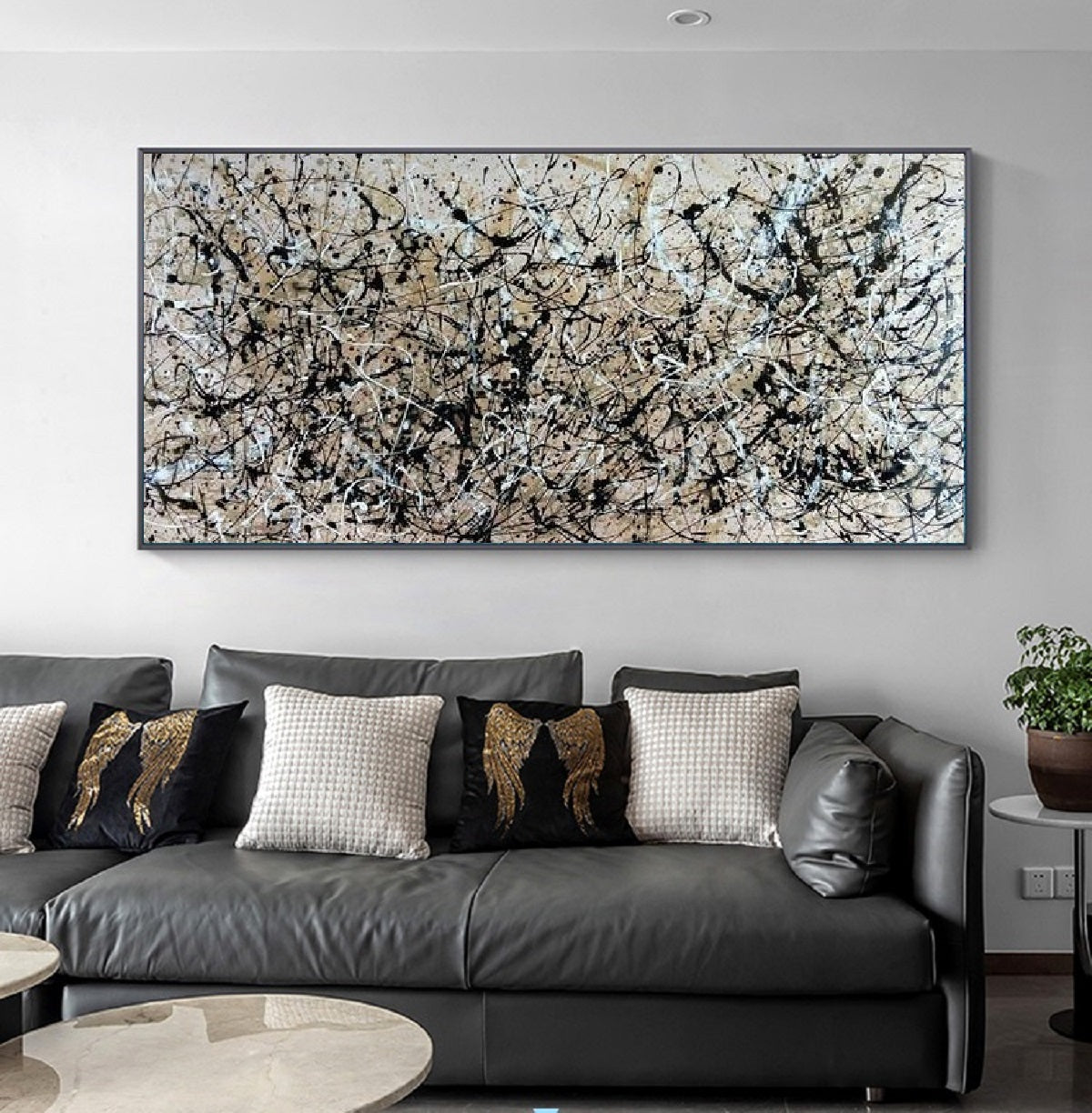 Handcrafted Abstract Painting Pollock Style Wall  Art For Homedecor PLK1002