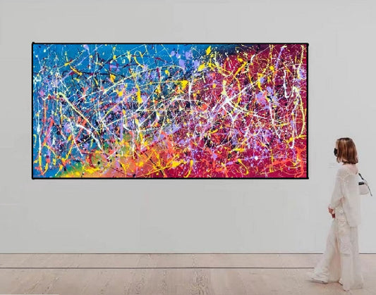 Handcrafted Abstract Painting Pollock Style Wall  Art For Homedecor PLK1004