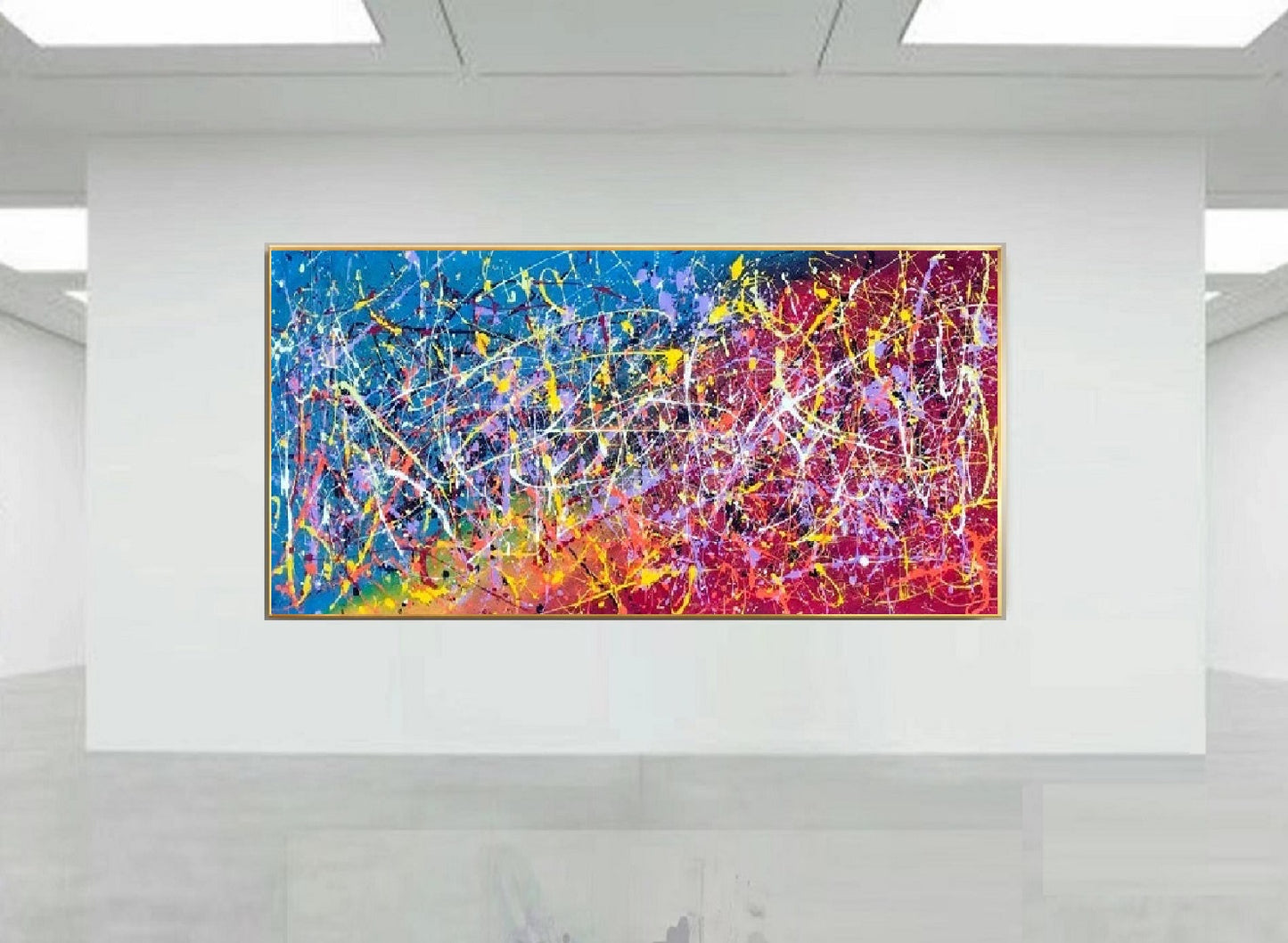 Handcrafted Abstract Painting Pollock Style Wall  Art For Homedecor PLK1004