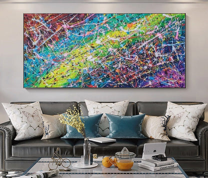 Handcrafted Abstract Painting Pollock Style Wall  Art For Homedecor PLK1005