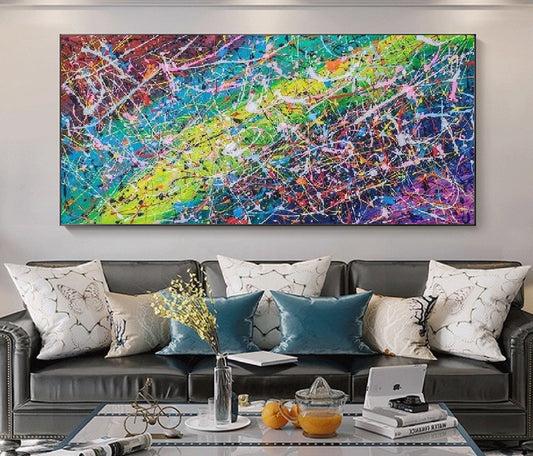 Handcrafted Abstract Painting Pollock Style Wall  Art For Homedecor PLK1005