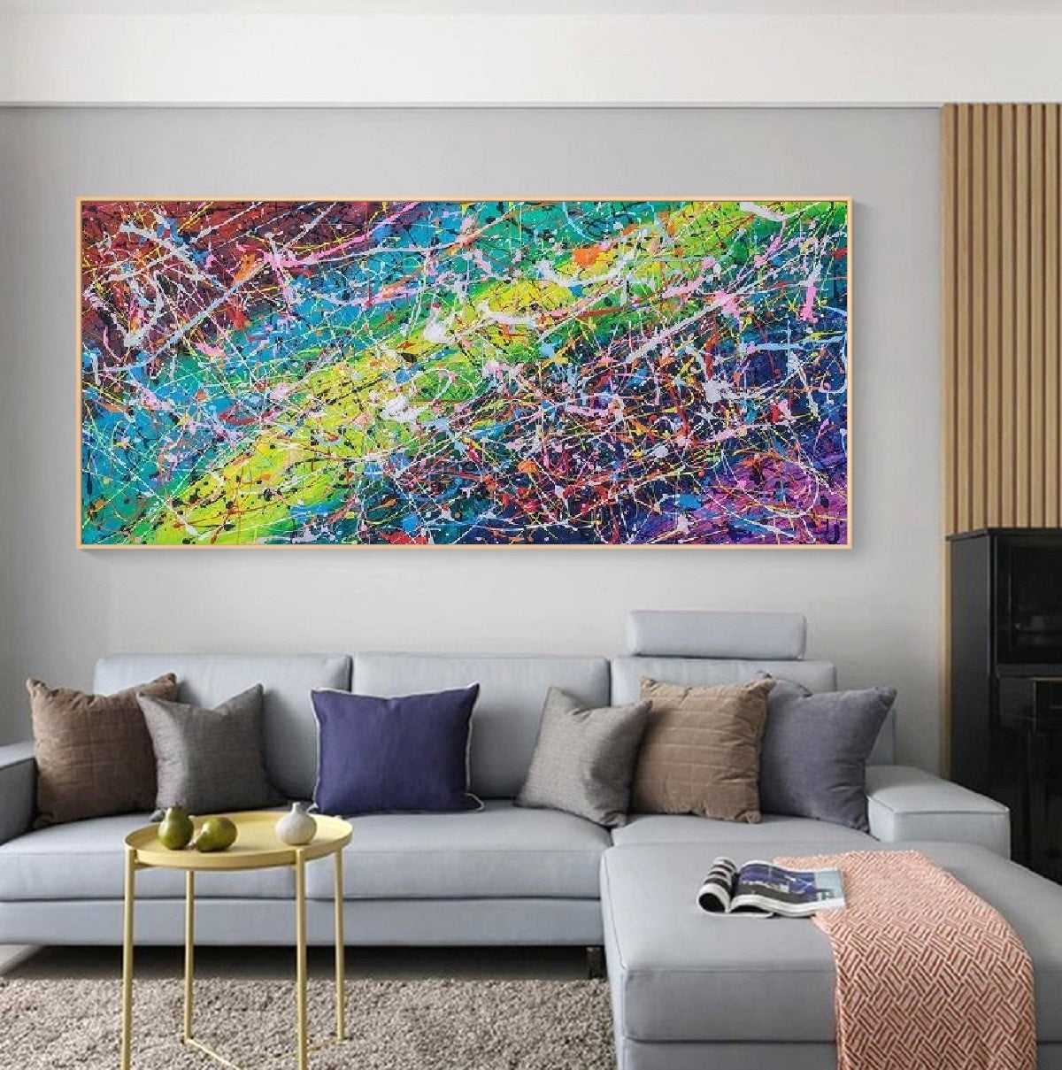Handcrafted Abstract Painting Pollock Style Wall  Art For Homedecor PLK1005
