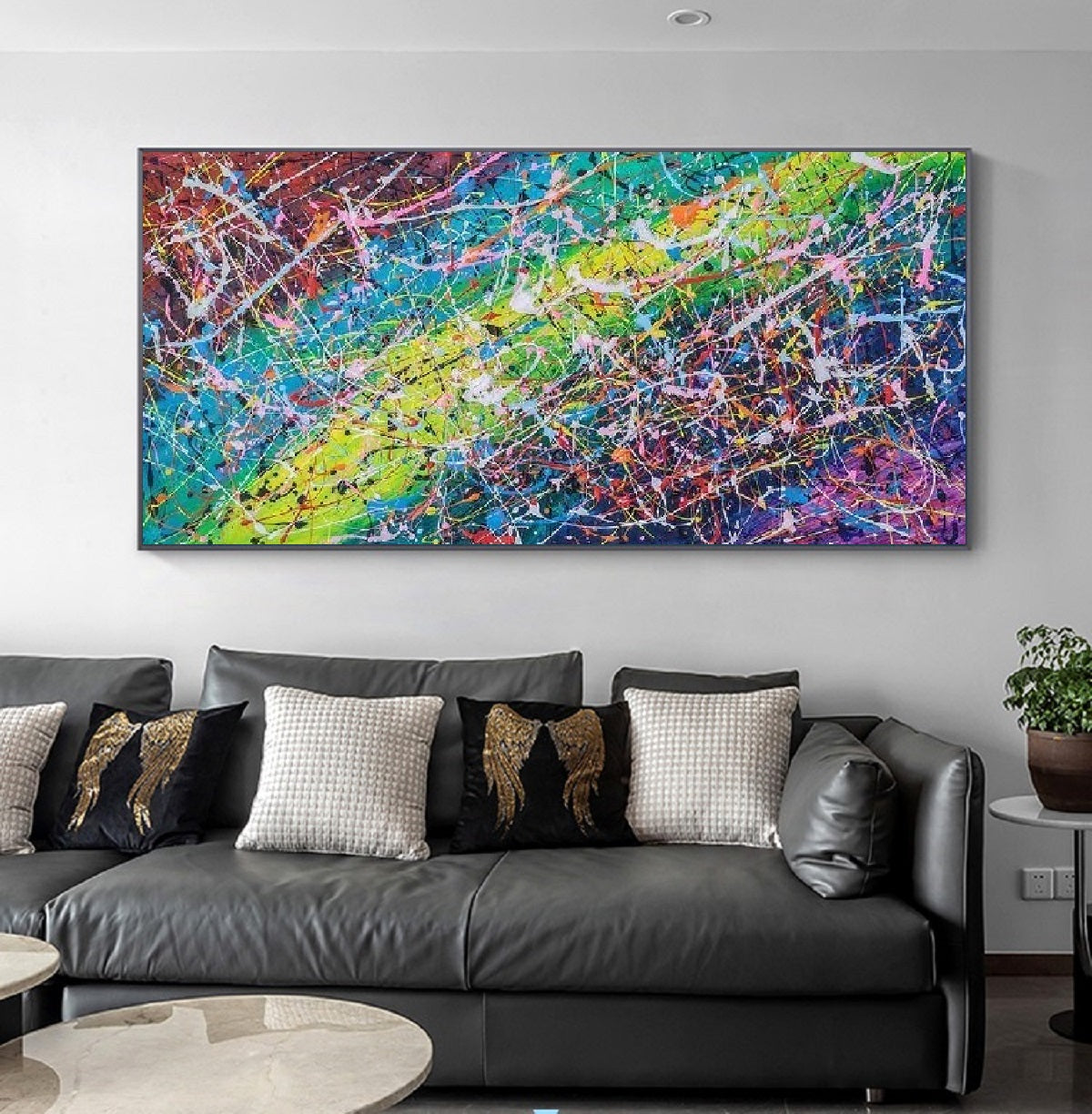Handcrafted Abstract Painting Pollock Style Wall  Art For Homedecor PLK1005