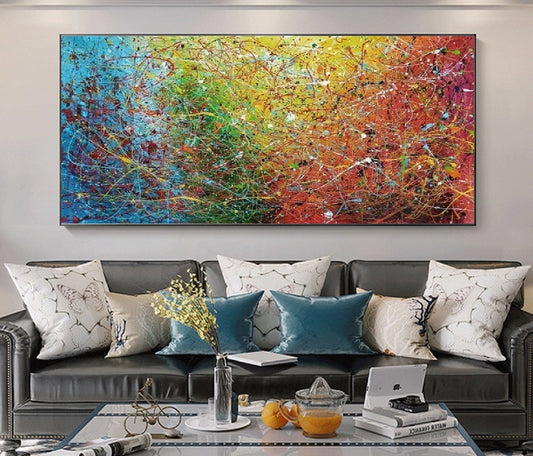 Handcrafted Abstract Painting Pollock Style Wall  Art For Homedecor PLK1006