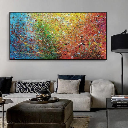 Handcrafted Abstract Painting Pollock Style Wall  Art For Homedecor PLK1006